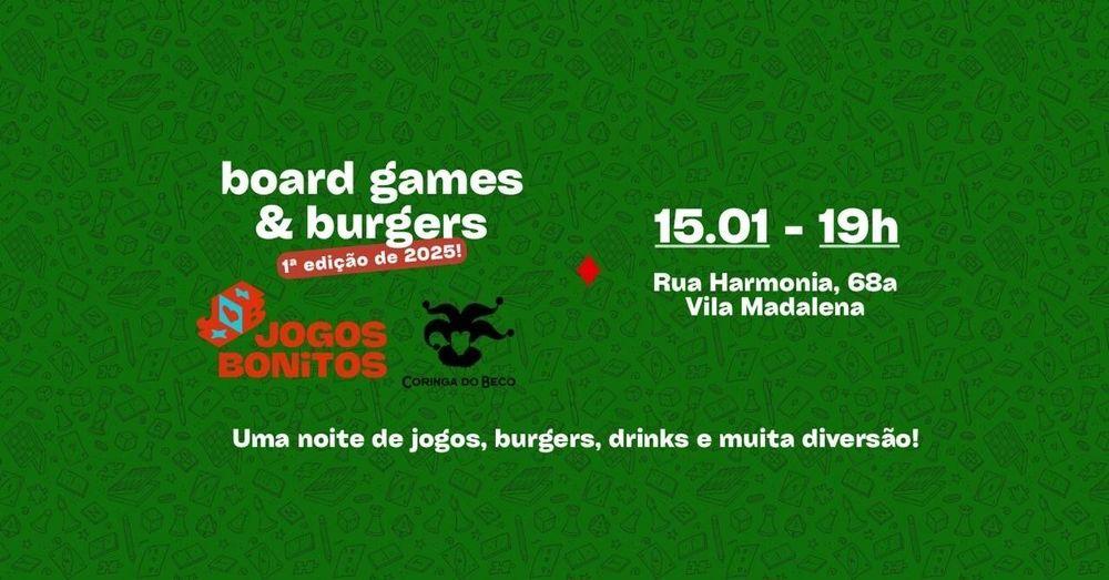 Board Games & Burgers - 3ª edição: Coringa do Beco x Jogos Bonitos banner