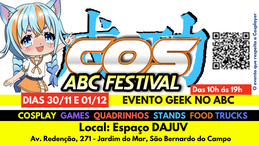 COSABC FESTIVAL - Evento Geek e Cosplay no ABC banner