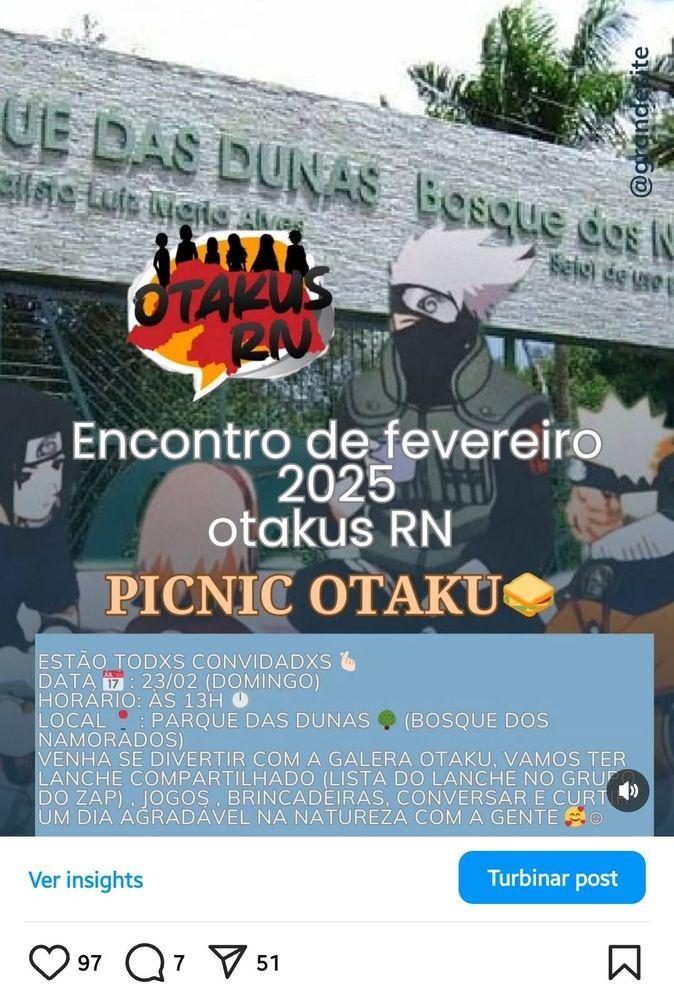 Encontro dos otakus RN (dia 23/02) picnic otaku  banner